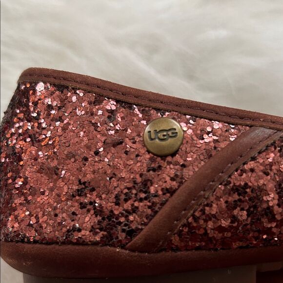 UGG Women's Pink Glitter and Tan Snakeskin Flats 6.5 - Picture 7 of 8